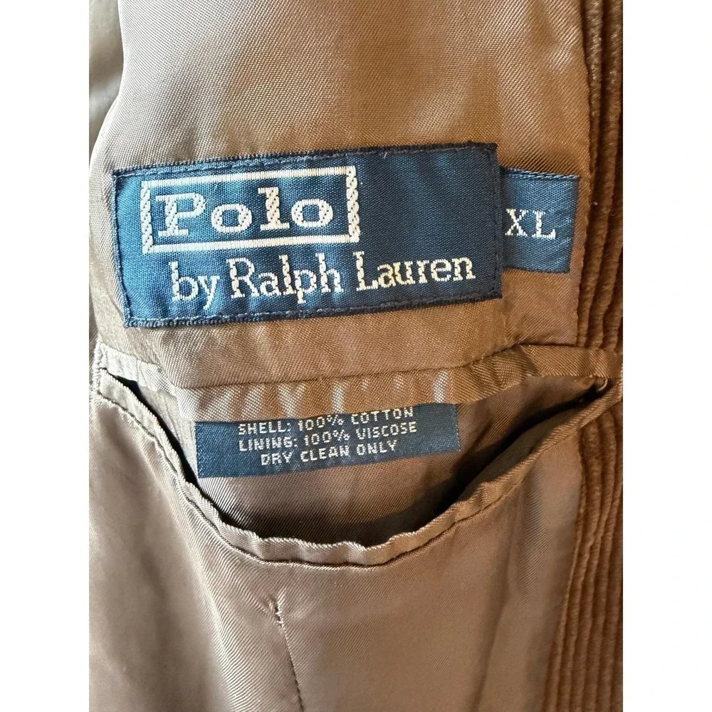 Polo Ralph Lauren Brown Corduroy Blazer XL Leather Buttons Sport Coat Jacket